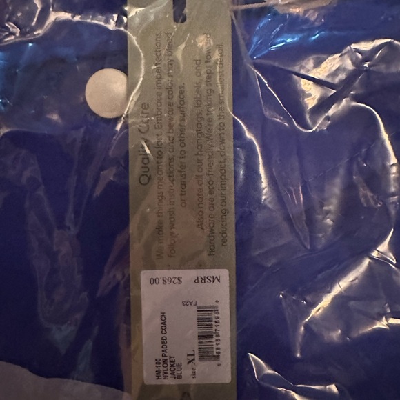 Hudson Water Repellent Insulated Coach Jacket Style HM100 Men's Size XL Blue NWT - Picture 4 of 9